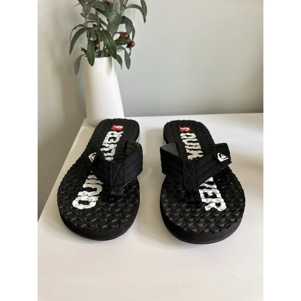 Quicksilver Molokai Men’s Flip Flop Size 10/10.5 Beach Surf Sandals White Logo